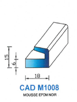 CADM1008N Profil Mousse EPDM 
 Noir