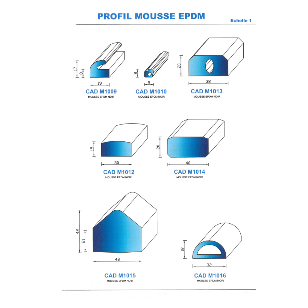 CADM1009N Profil Mousse EPDM 
 Noir