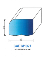 CADM1021B Profil Mousse EPDM <br /> Blanc<br />