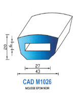 CADM1026N Profil Mousse EPDM <br /> Noir<br />