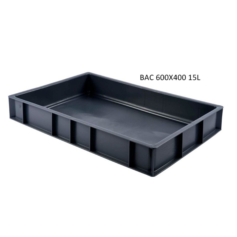 Grand bac plastique 400 litres 95x73x83 cm sur pieds gris