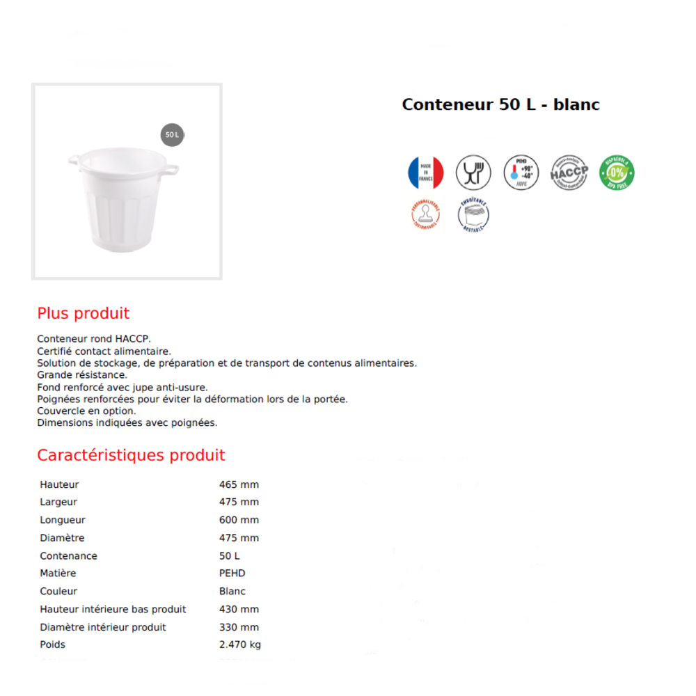 Container rond emboitable  Blanc SUR CONSULTATION