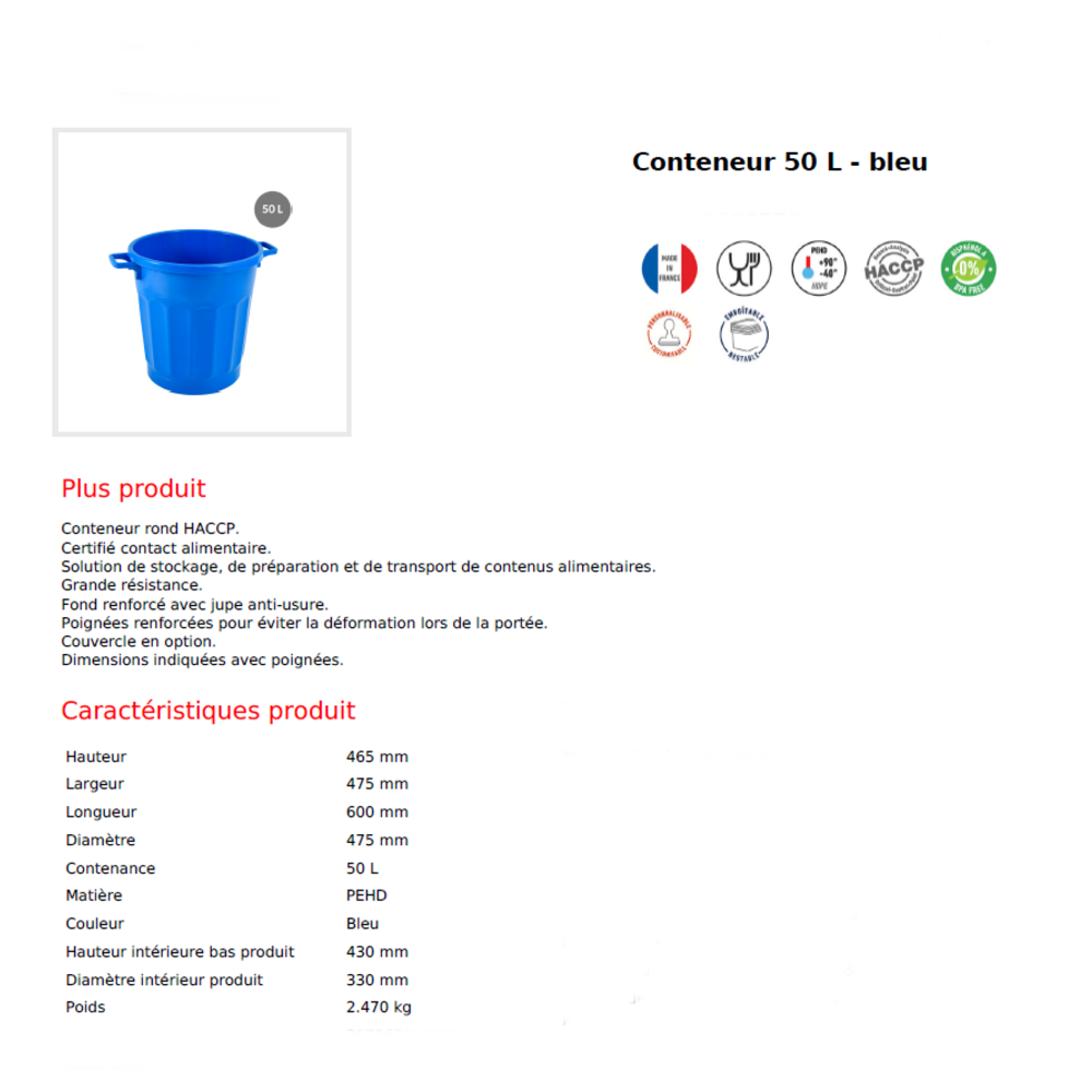 Container rond emboitable 
 Bleu