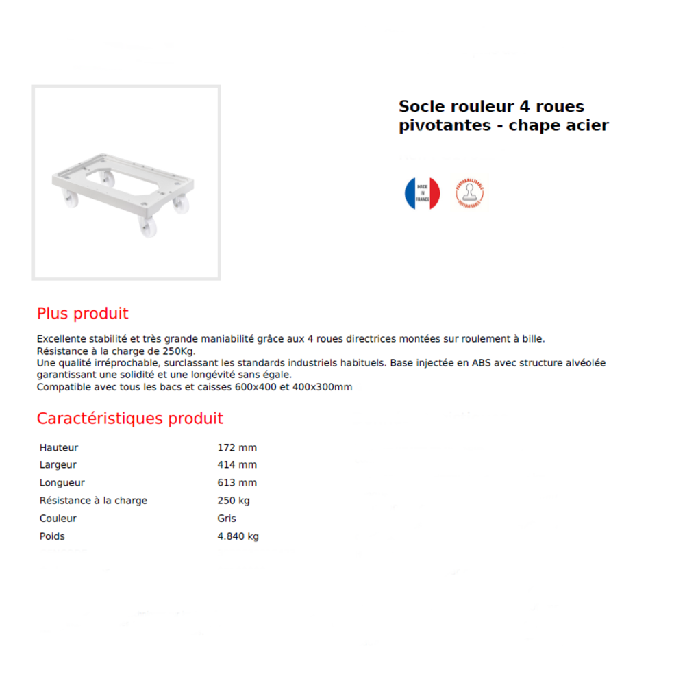 Socle roulant SUR CONSULTATION