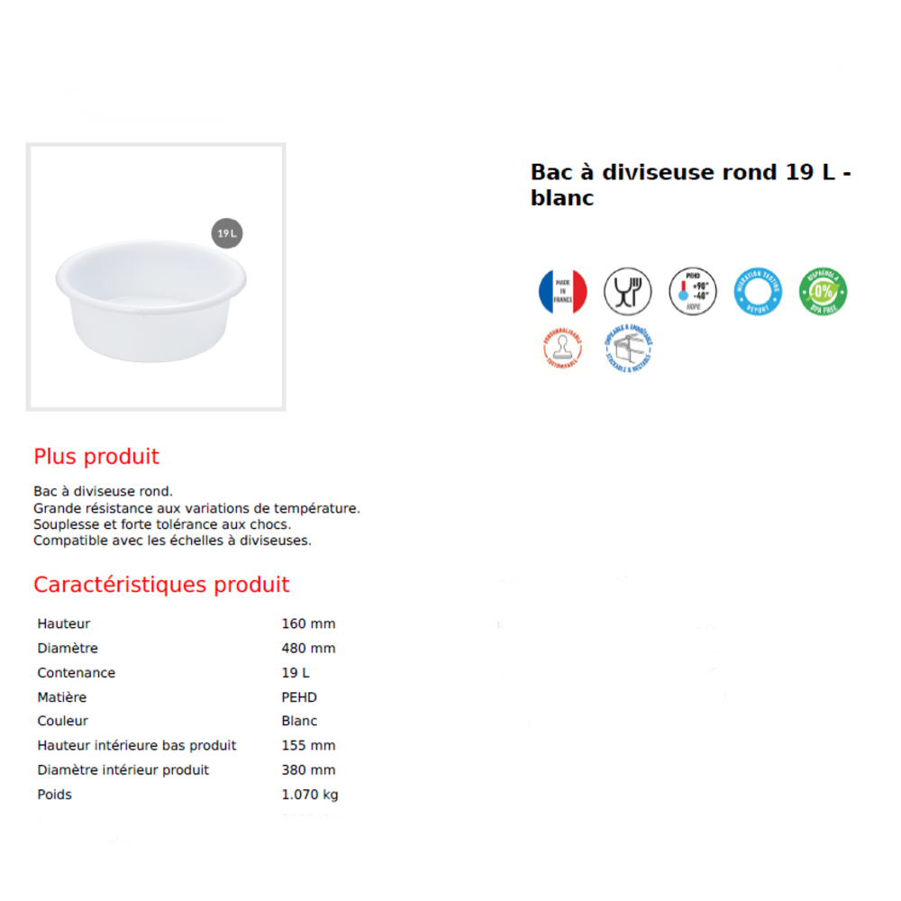 Cuvette ronde  Blanc SUR CONSULTATION