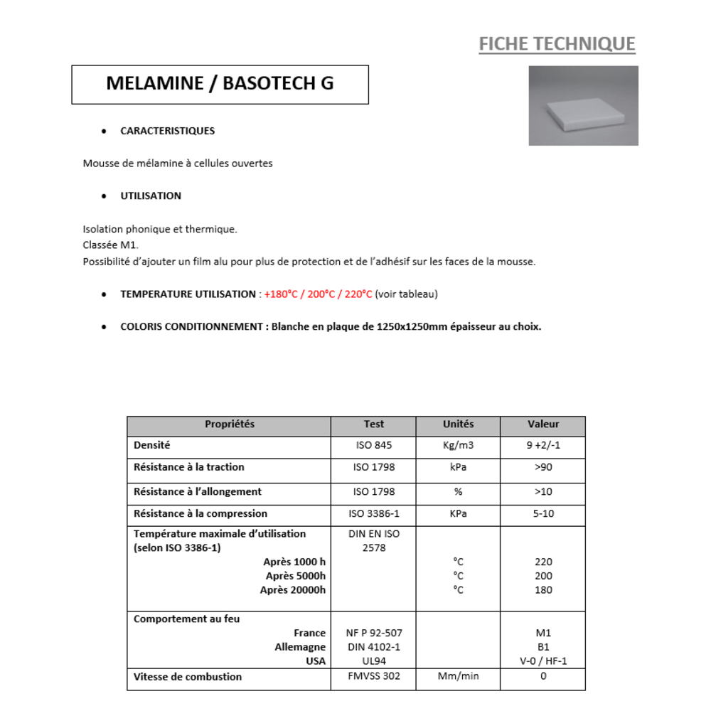Mousse Mlamine M1 ADH + ALU  [EP 12 mm]  Format (1250 x 1250 mm)
