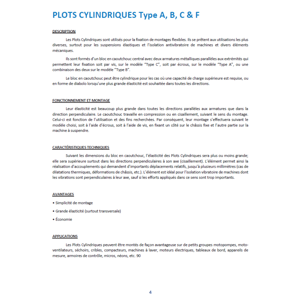 Plot Antivibratoire F Type C